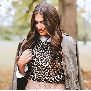 J. Crew crew neck leopard print long sleeve  sweater